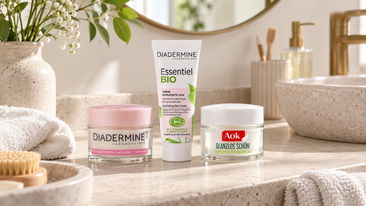 Diadermine Essentiel Bio Hydrating Day Cream 50 ml na fotografii k článku Denní pleťový krém do 200 Kč.