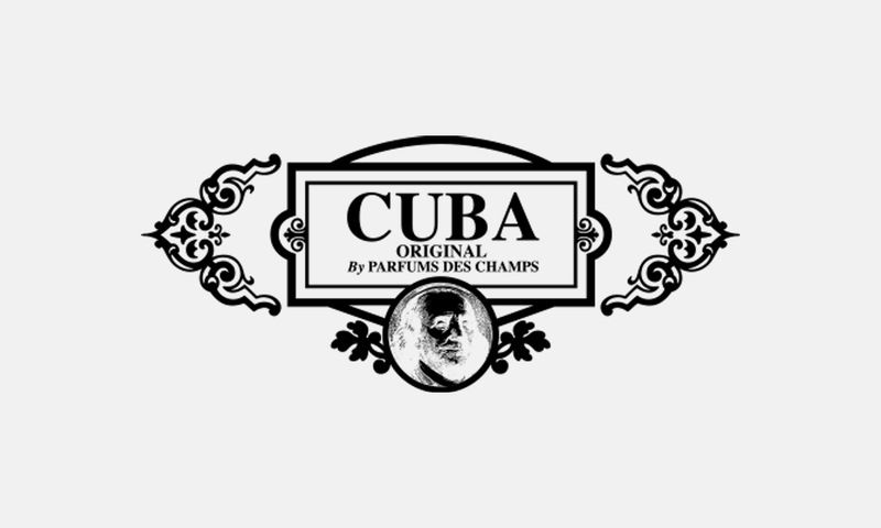 Cuba – černé logo na světle šedém pozadí