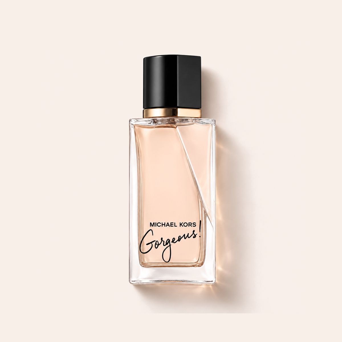 Michael Kors Gorgeous! EDP 30 ml – titulní fotografie flakonu položeného na béžovém pozadí – MrRizz