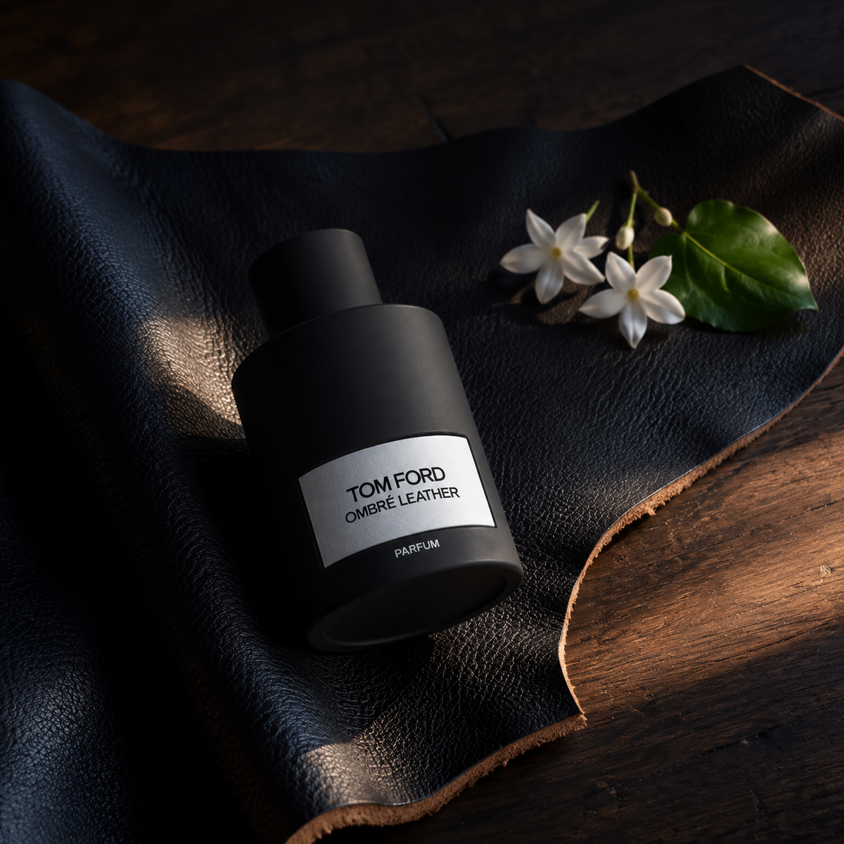 Tom Ford Ombré Leather Parfum na černé kůži s jasmínem v podvečerním světle – MrRizz