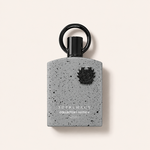 Flakon Afnan Supremacy Collector's Edition EDP 100 ml na béžovém pozadí – MrRizz