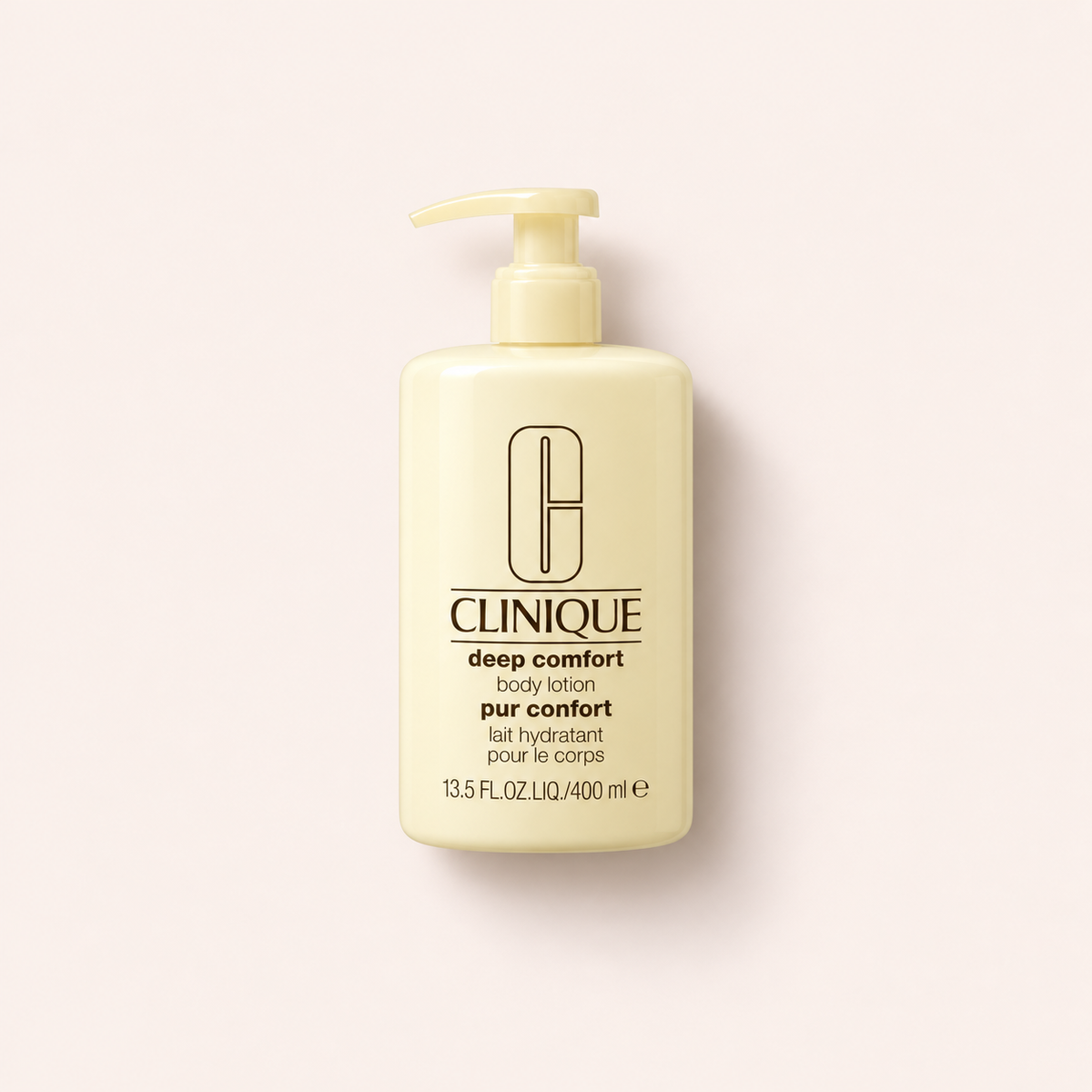 Tělové mléko Clinique Deep Comfort 400 ml na béžovém pozadí – MrRizz