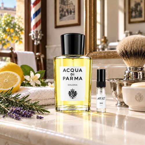 Acqua di Parma Colonia – původní prostředí s lahvičkou vzorku MrRizz