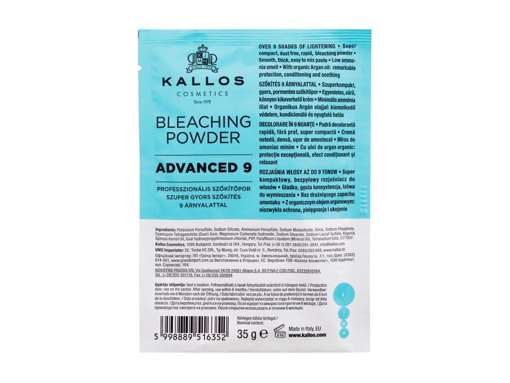 Kallos Cosmetics KJMN Advanced 9 Bleaching Powder 35 ml - 35ml - Barva na vlasy