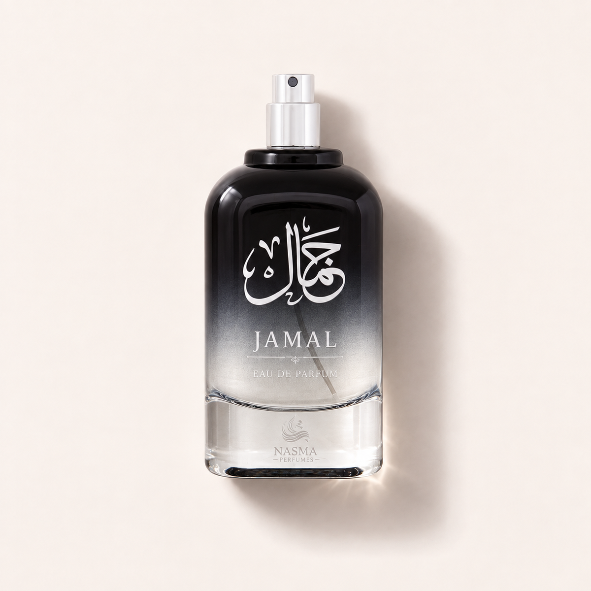 Tester Nasma Jamal EDP 100 ml v černém flakonu s průhledným dnem a stříbrným rozprašovačem – MrRizz