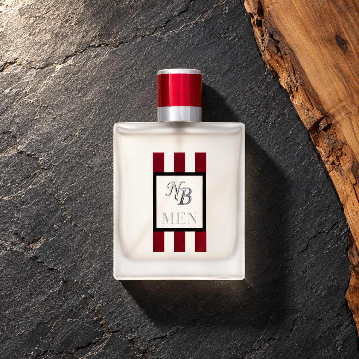New Brand Parfums Men 100 ml – parfém v prostředí, pohled shora s bočním stínem