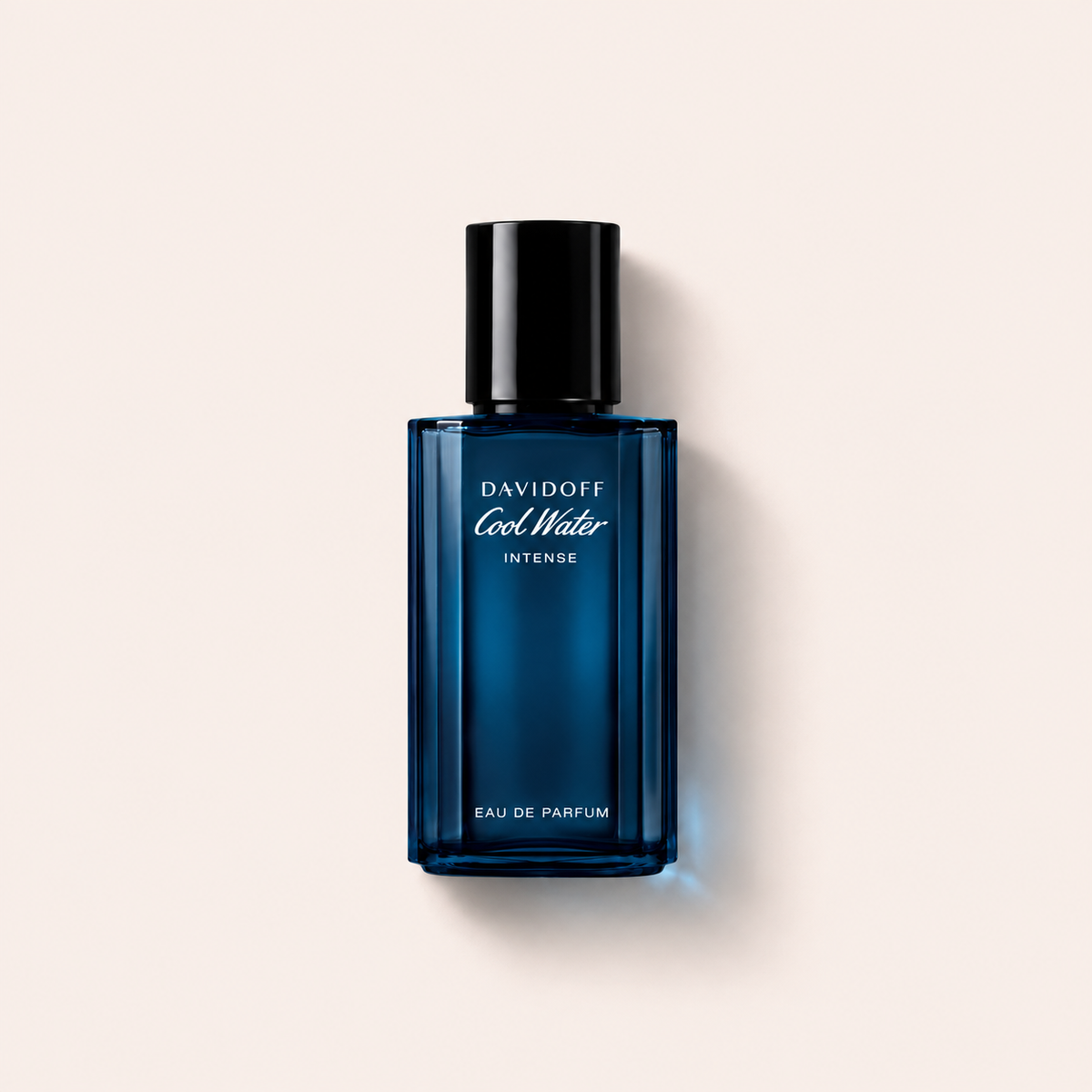 Modrý skleněný flakon Davidoff Cool Water Intense EDP 40 ml s černým uzávěrem – MrRizz