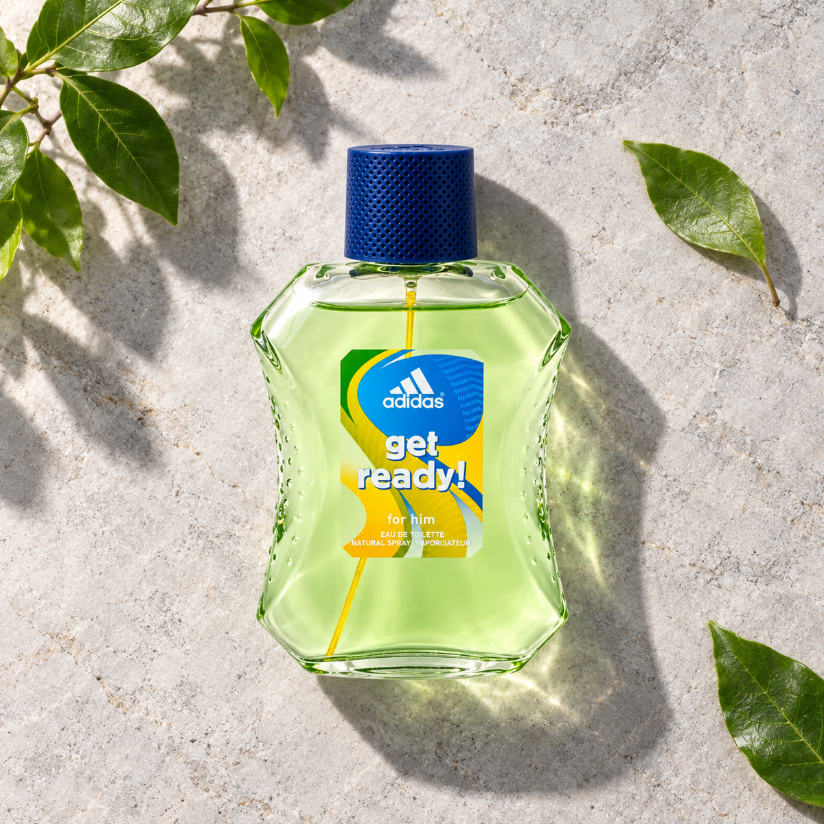 Adidas Get Ready! For Him EDT 100 ml – parfém v prostředí, pohled shora s bočním stínem