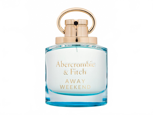 Flakon Abercrombie & Fitch Away Weekend EDP 100 ml na béžovém pozadí – MrRizz
