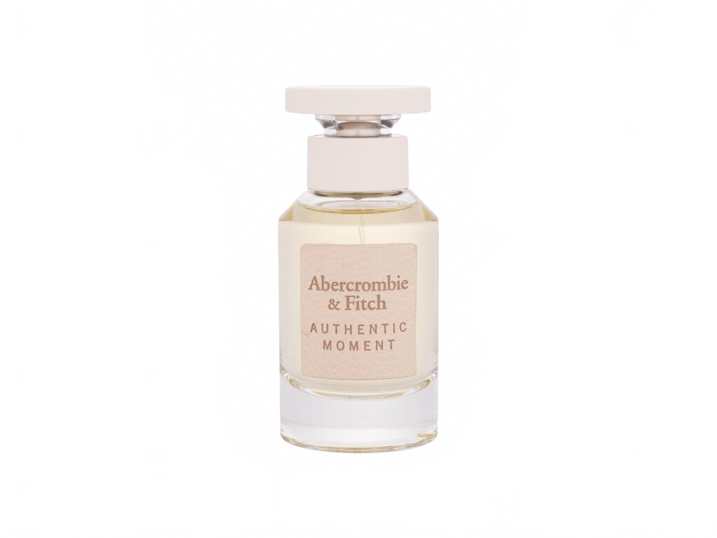 Flakon Abercrombie & Fitch Authentic Moment EDP 50 ml na béžovém pozadí – MrRizz