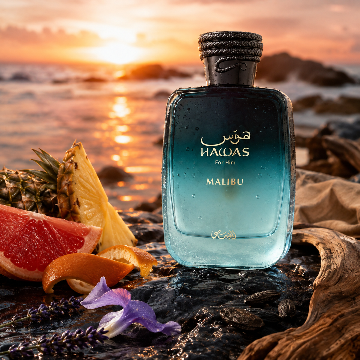 Rasasi Hawas Malibu – pobřežní scéna při západu slunce – MrRizz