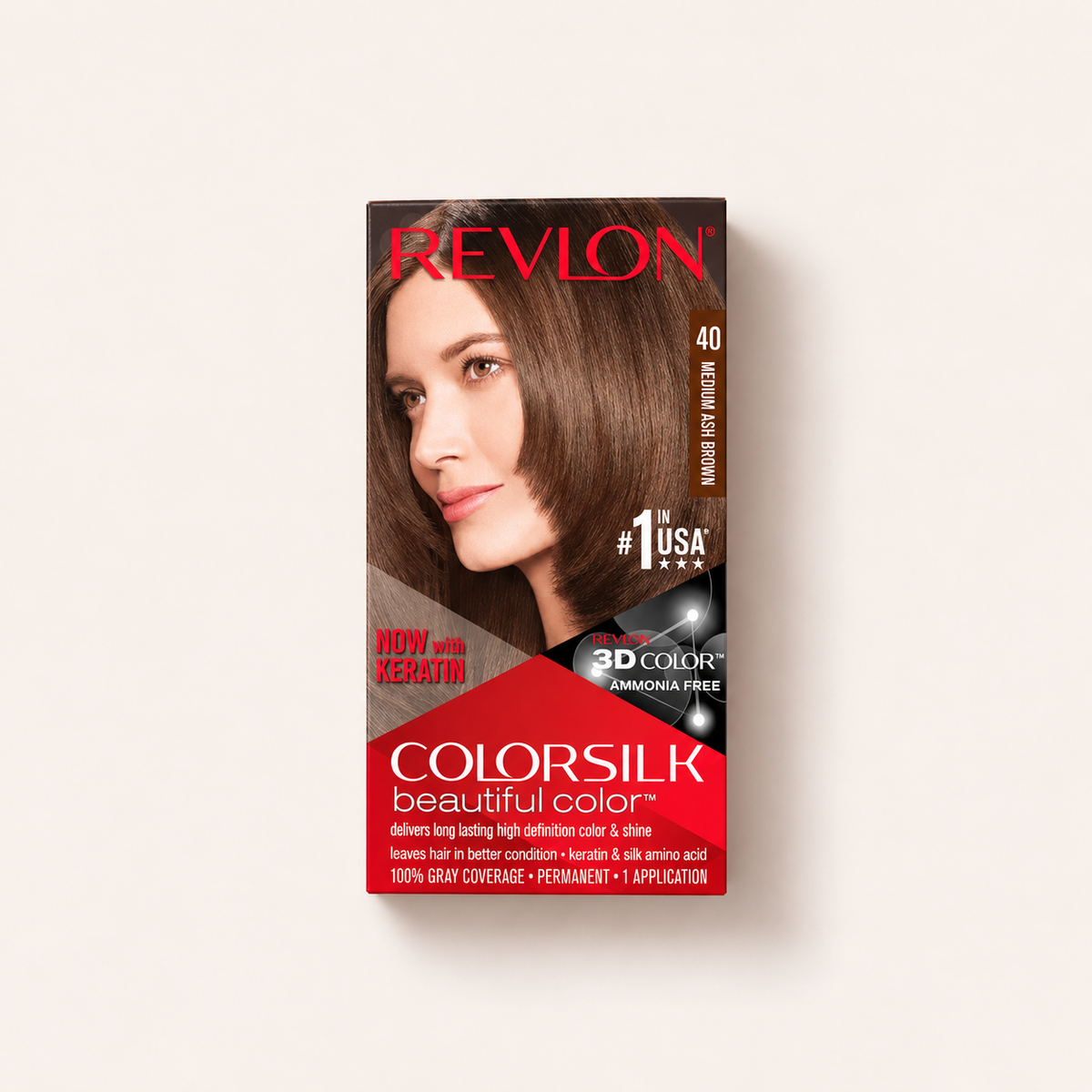 Revlon ColorSilk Beautiful Color – odstín 40 Medium Ash Brown – MrRizz