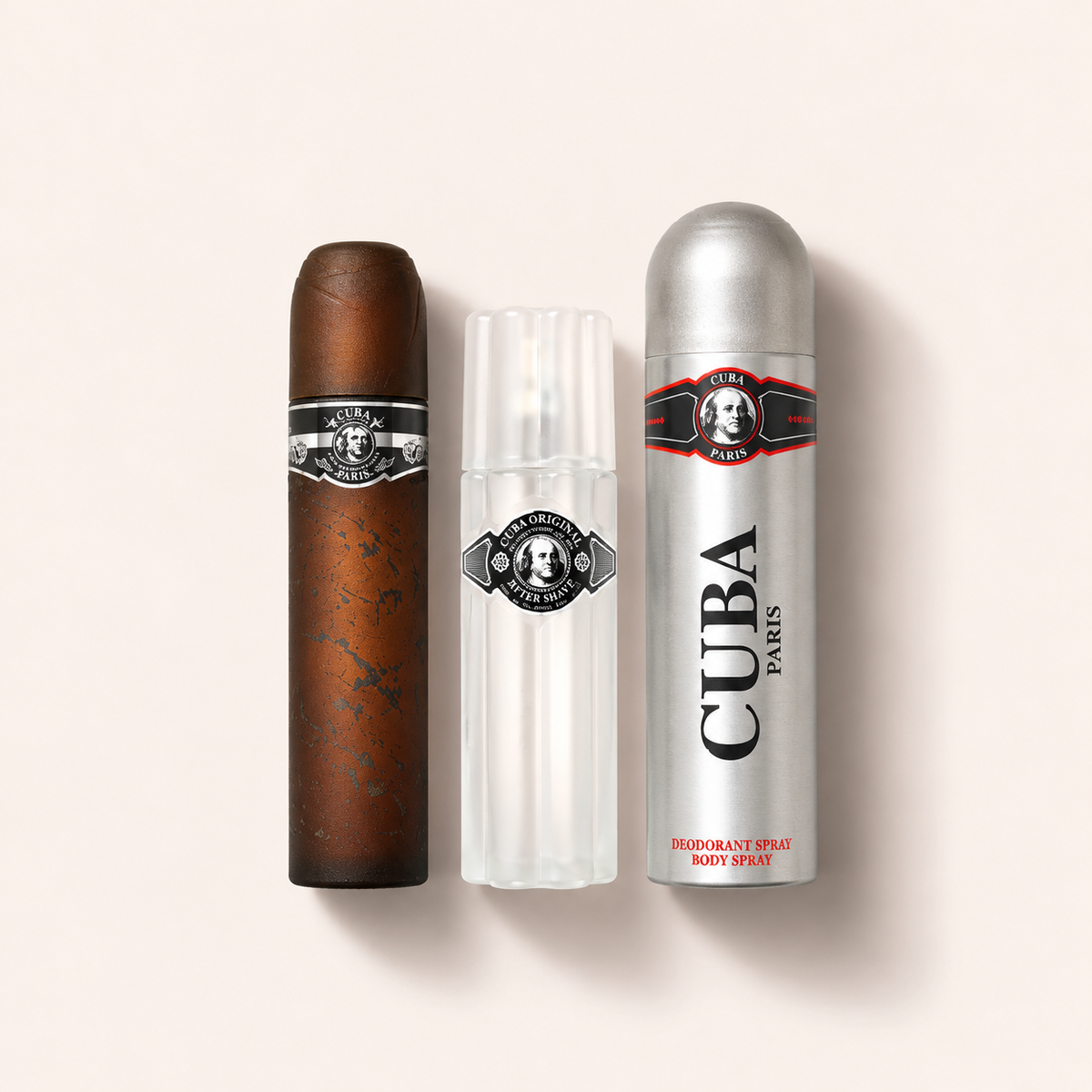 Cuba Black, dárková sada EDT 100 ml, voda po holení 100 ml a tělový sprej 200 ml – MrRizz