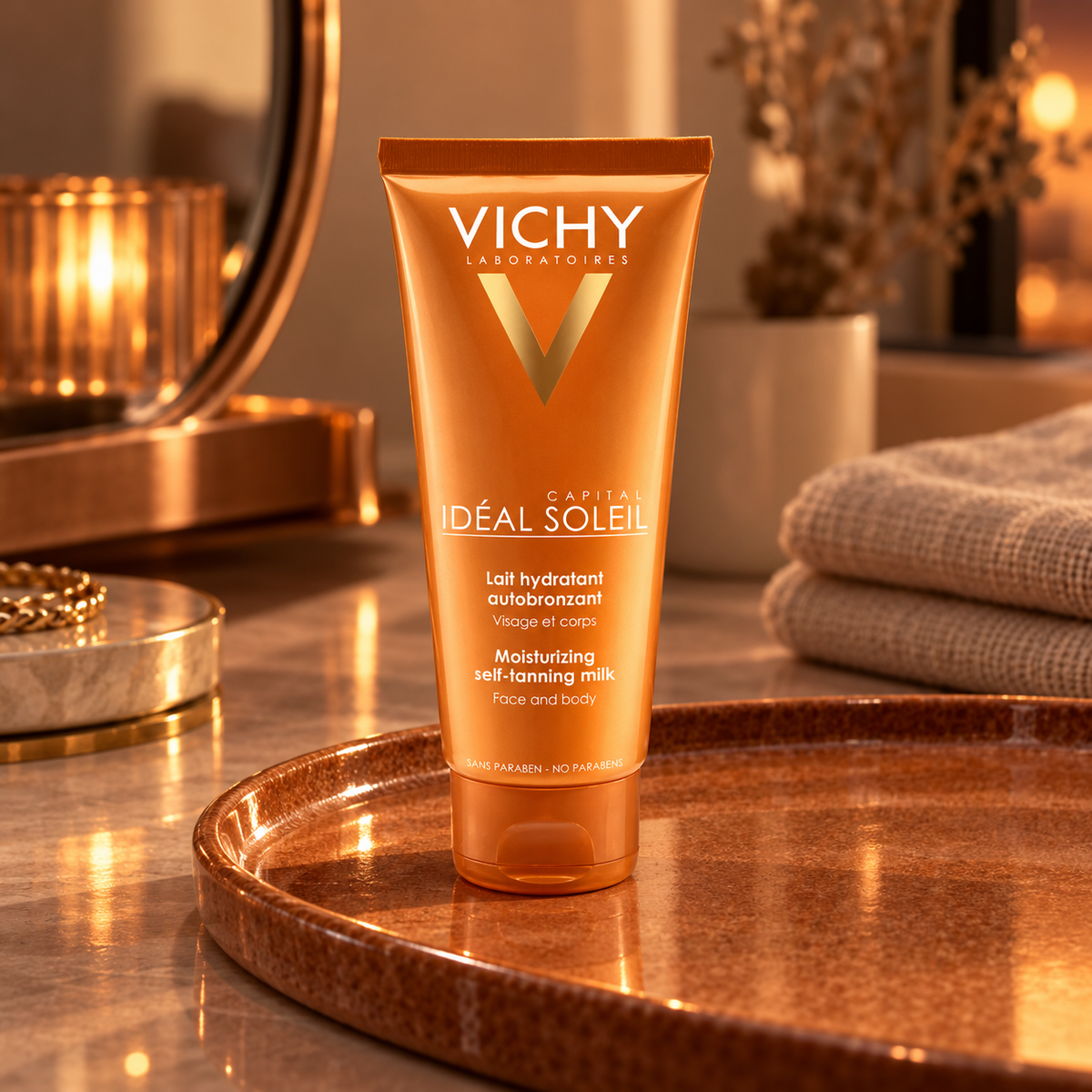 Vichy Idéal Soleil Moisturizing Self-Tanning Milk 100 ml – atmosférická fotografie – MrRizz