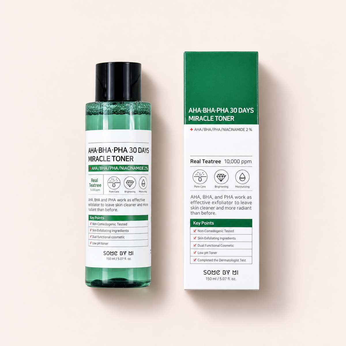 Some By Mi AHA.BHA.PHA 30 Days Miracle Toner 150 ml – výrobek s odpovídajícím obalem vleže – MrRizz