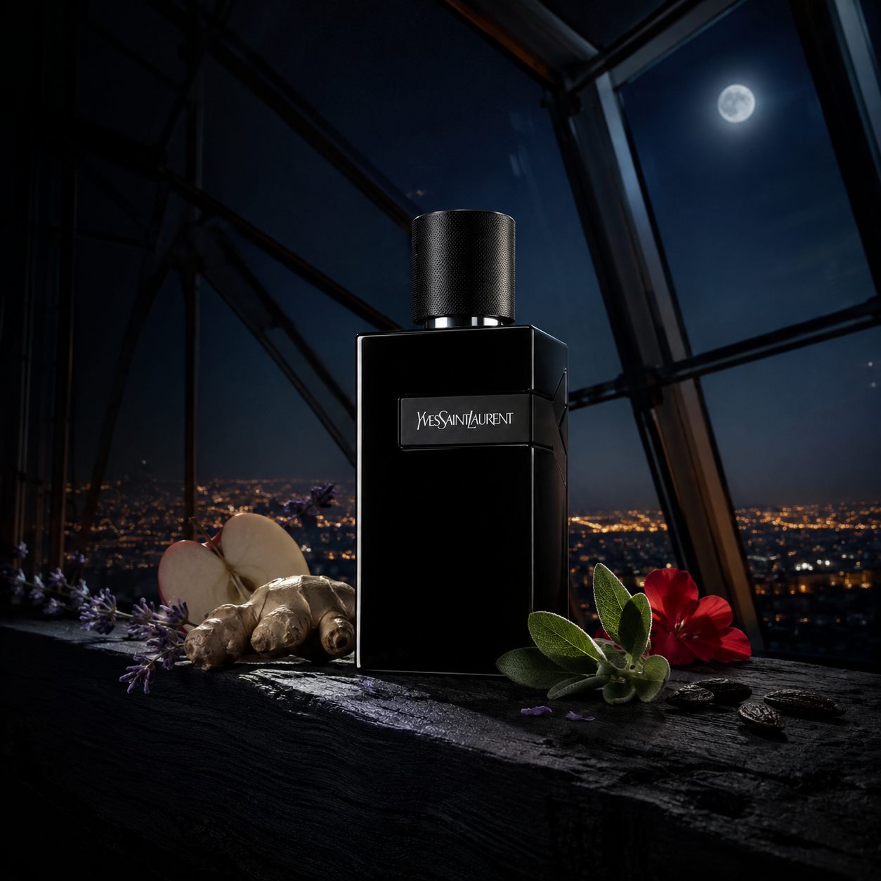 YSL Y Le Parfum – noční zátiší s jablkem, zázvorem, levandulí a cedrem – MrRizz